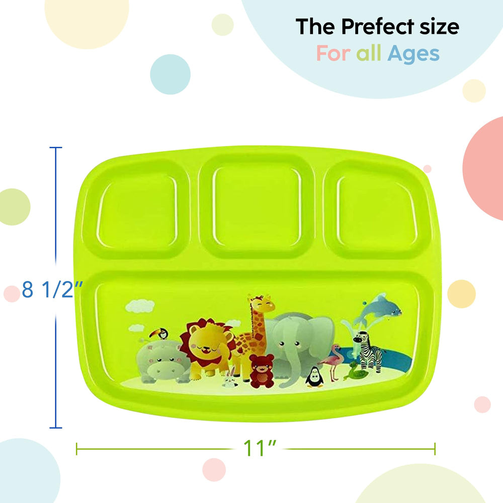 PLASKIDY bright-color kids plates featuring animal designs to inspire meals.