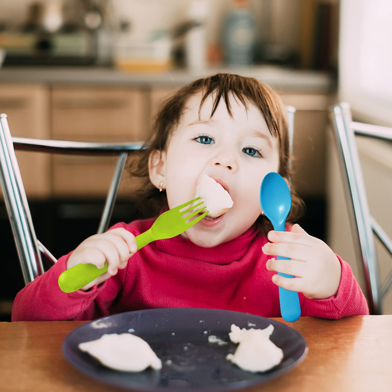 PLASKIDY lunchbox-friendly utensils fit backpacks for school and daycare.