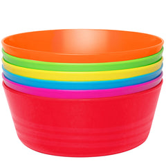 PLASKIDY plastic toddler bowls 10oz six-pack in bright colors for kids meals