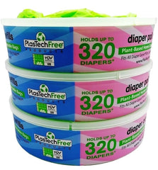 PlasTechFree plant-based-compostable-diaper-bags enable eco-friendly diaper changes.