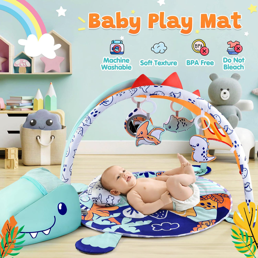 PLAY 4-in-1 Dinosaur Mirror Egg image helps baby see reflections safely.