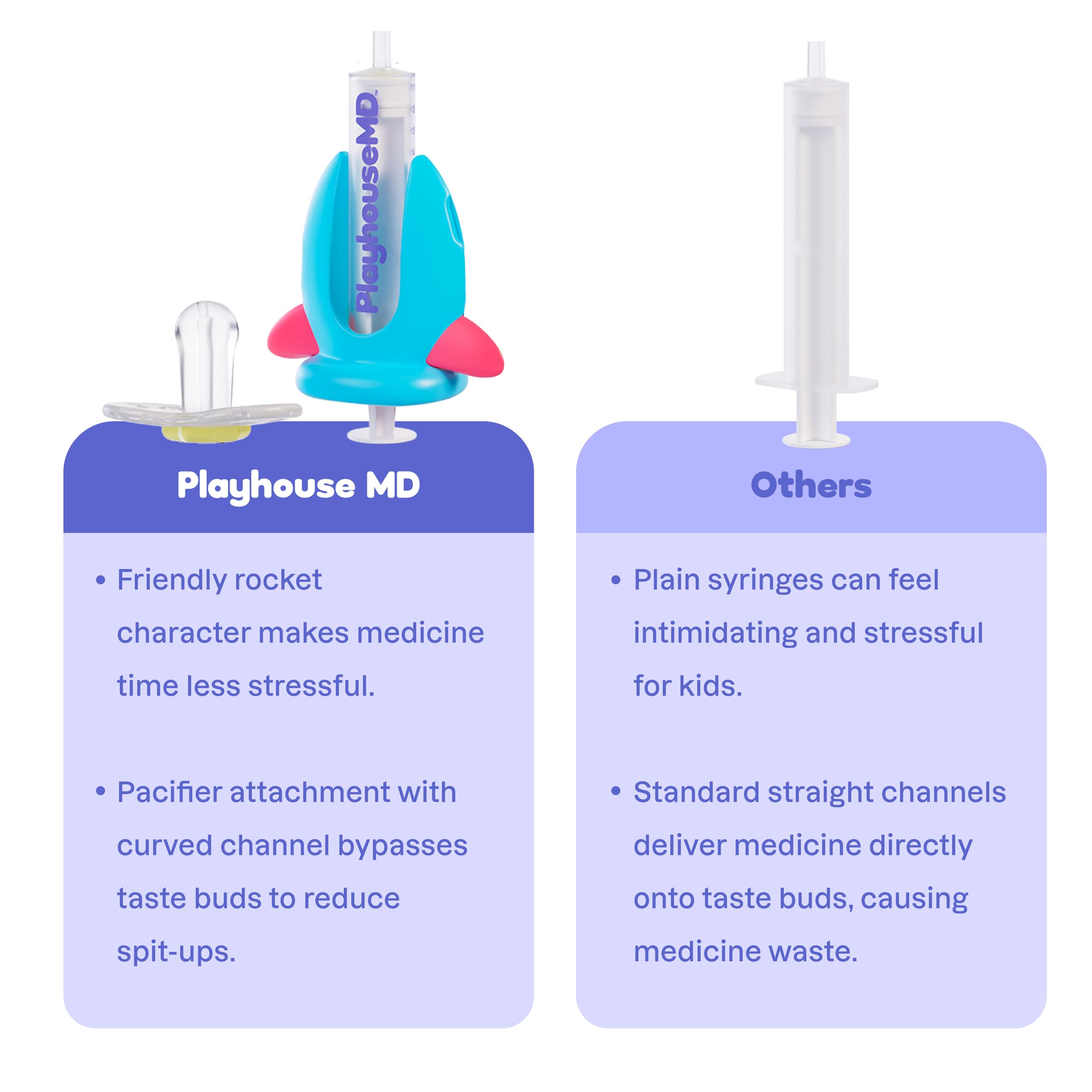 Playhouse MD Baby use scene showing comforting, kid-friendly dosing moment