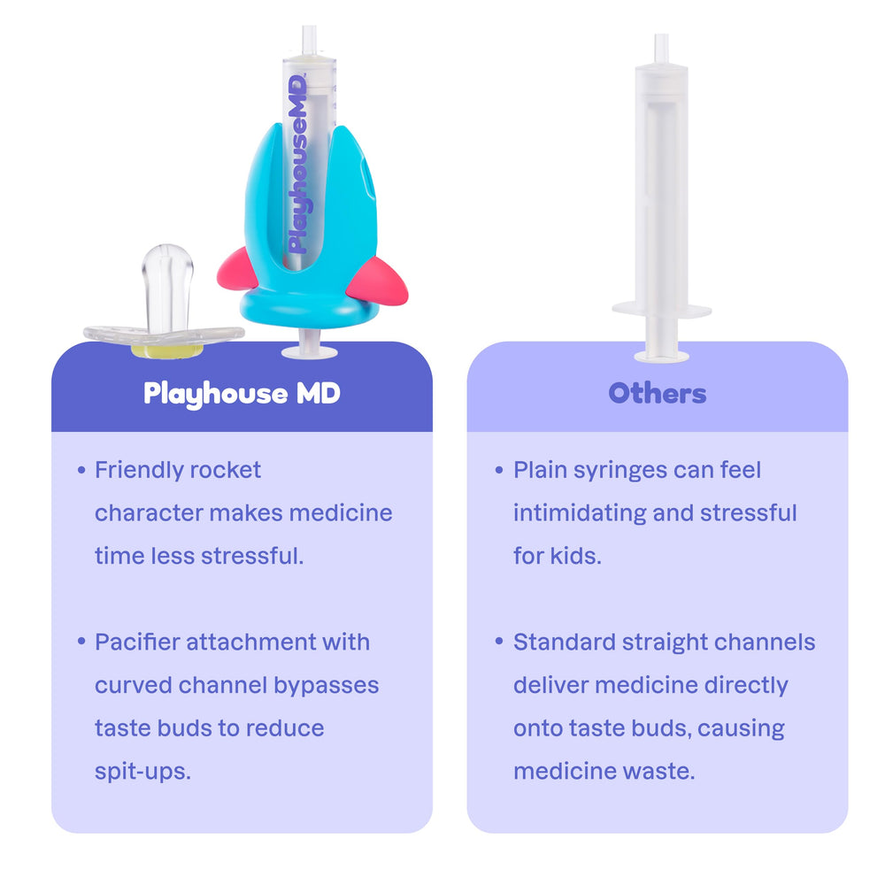 Playhouse MD Baby use scene showing comforting, kid-friendly dosing moment