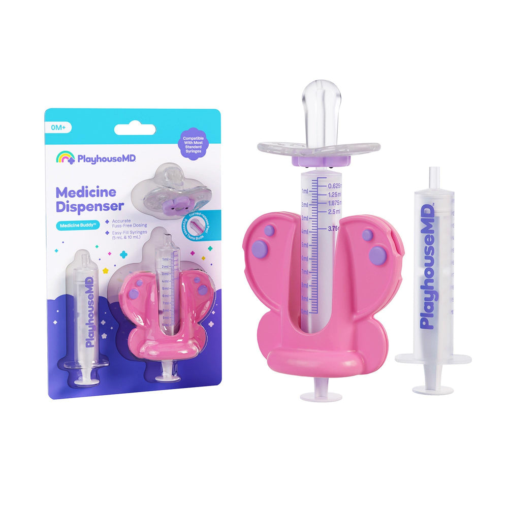 Playhouse MD medicine dispenser butterfly packaging shows kid-friendly calm dosing