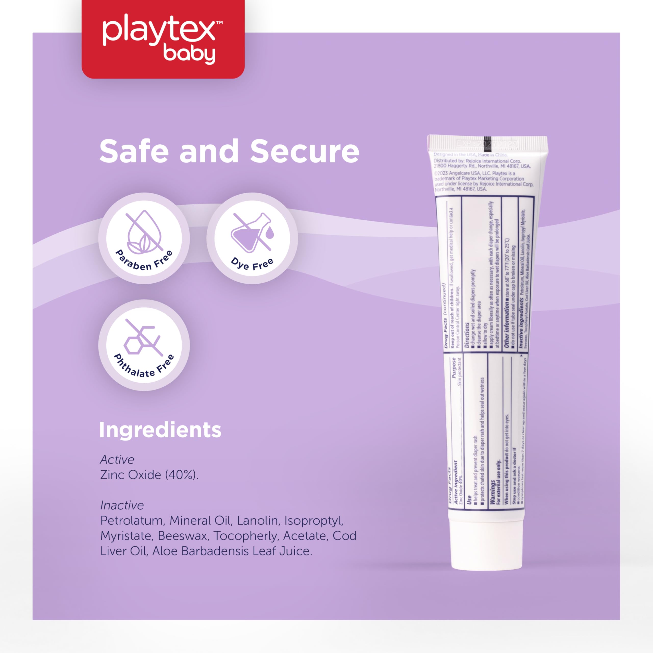 Playtex Baby diaper rash cream texture close-up showing smooth ointment consistency.