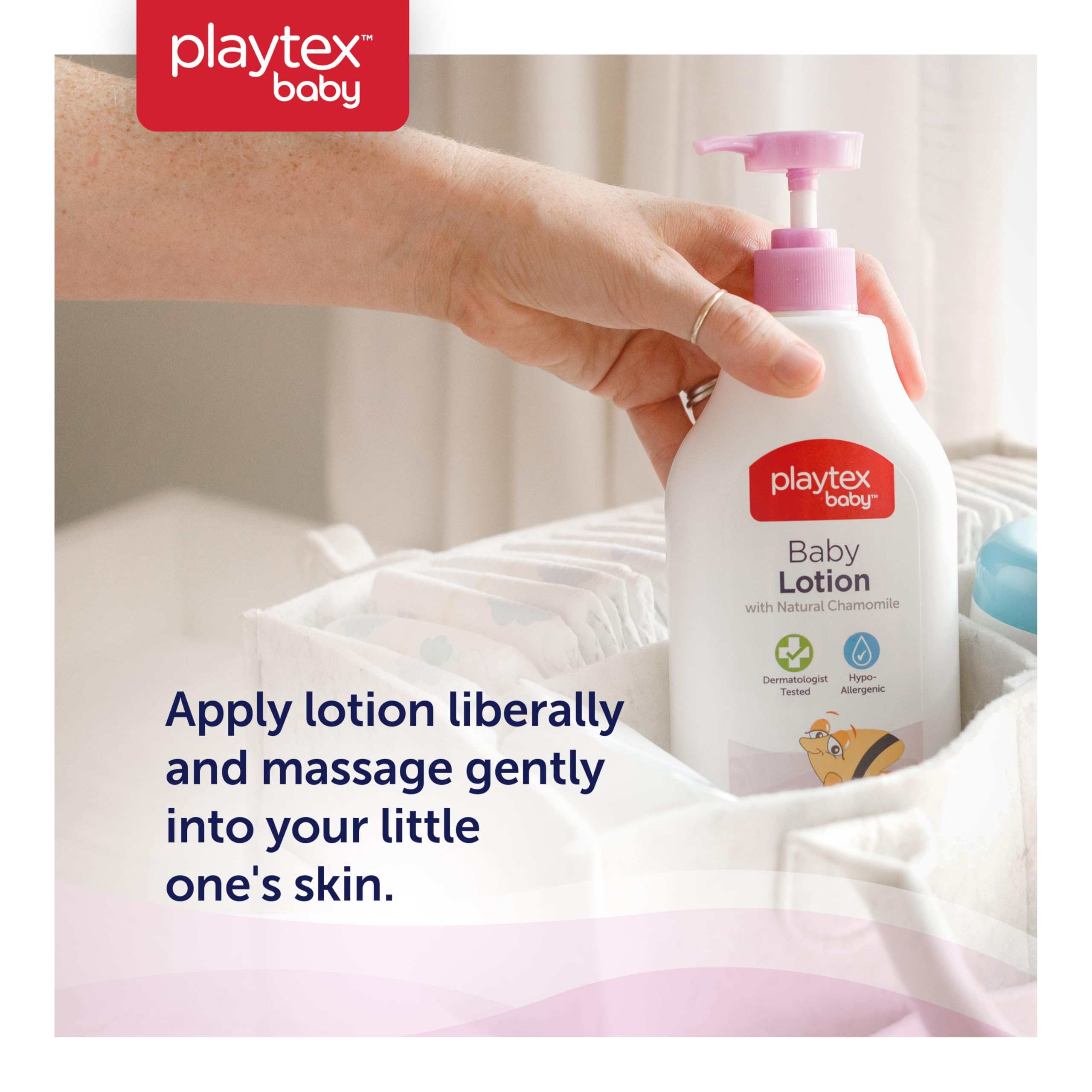 Playtex Baby Lotion Lavender Chamomile on a soothing baby bath routine.