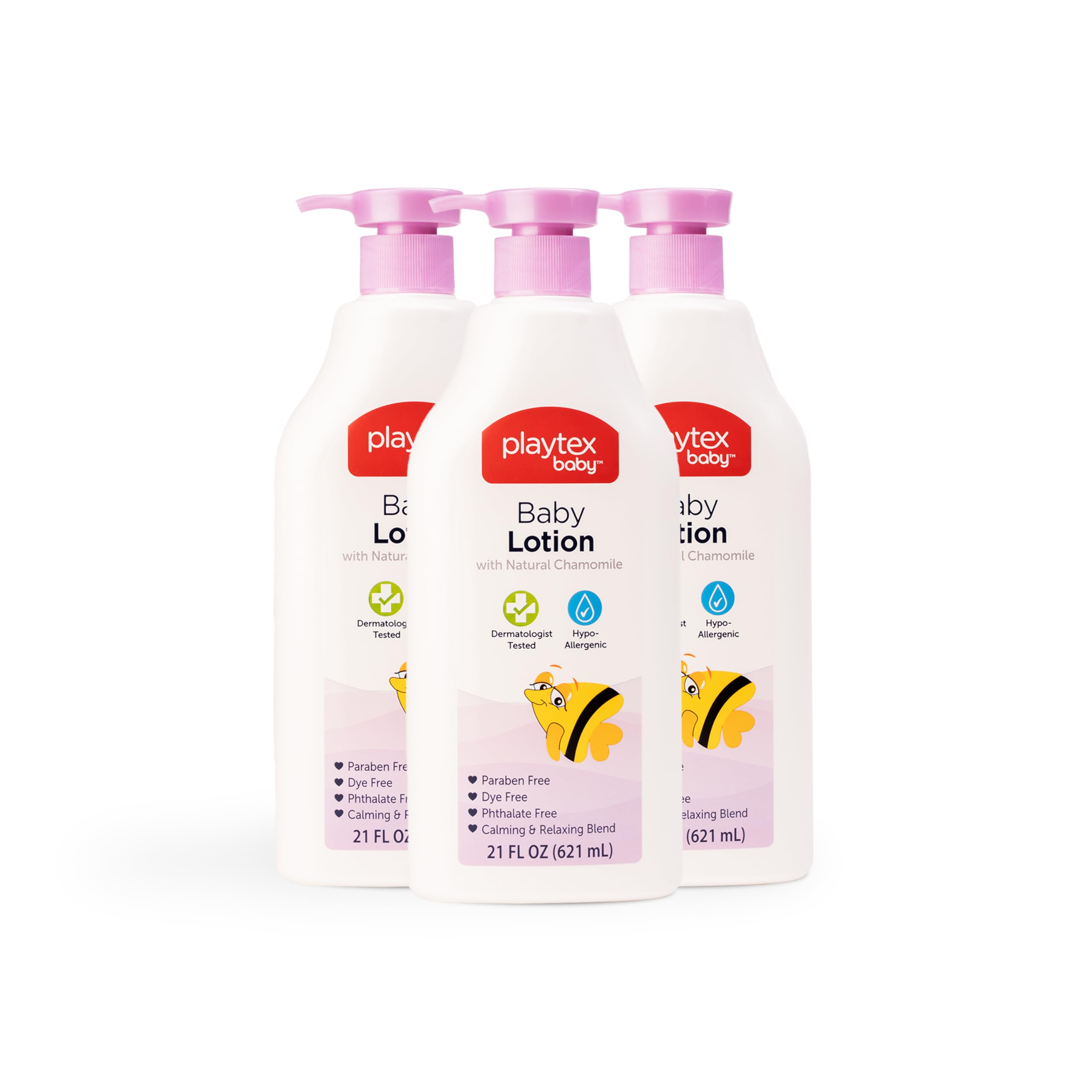 Playtex Baby Lotion Lavender Chamomile bottle front, calming moisture for baby's skin.