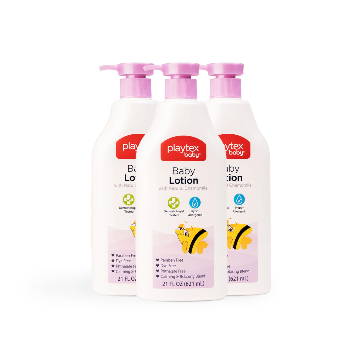 Playtex Baby Lotion Lavender Chamomile bottle front, calming moisture for baby's skin.