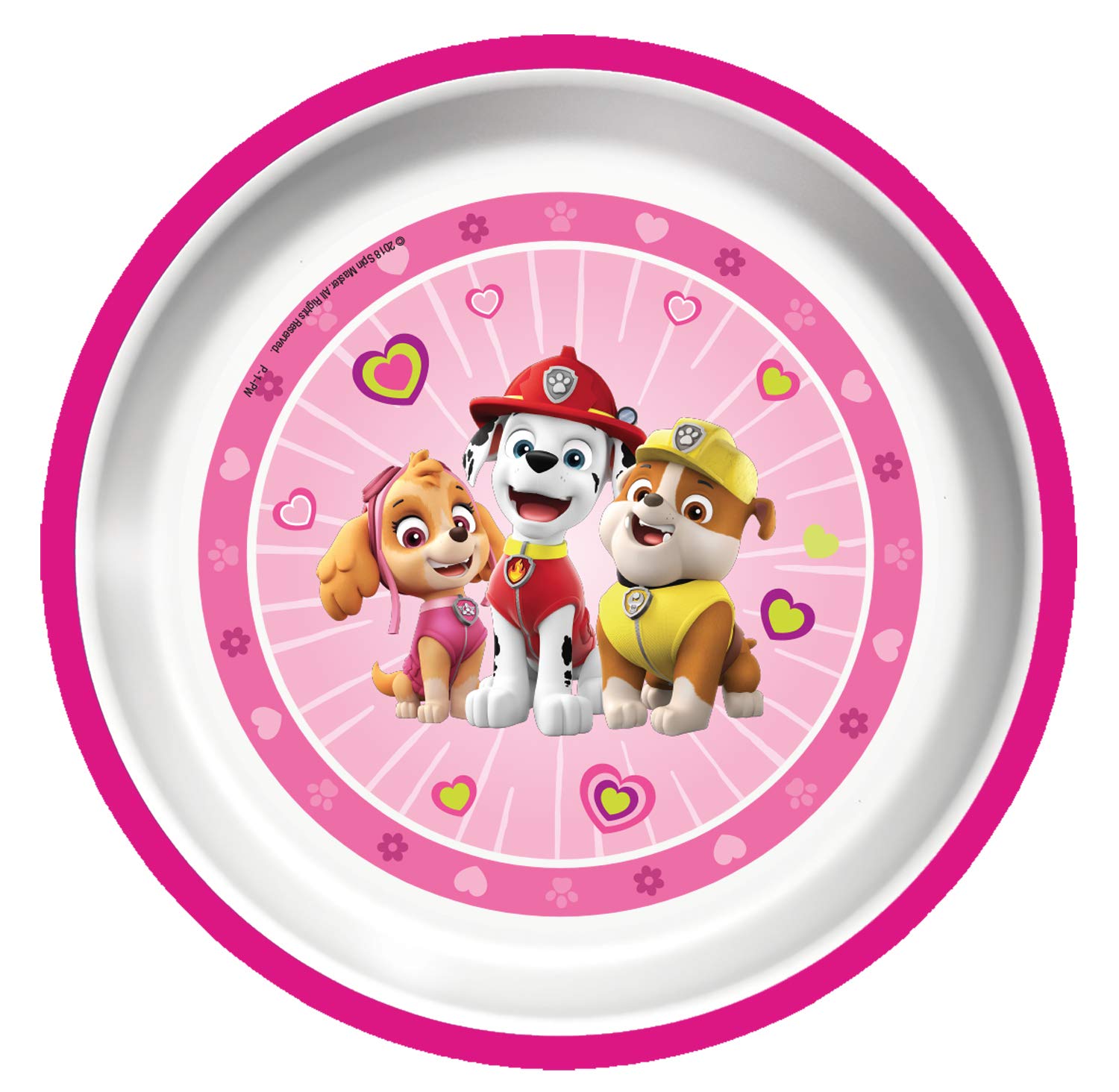 Playtex Baby Paw Patrol plates for girls 2-pack feature non-slip bottom to reduce spills during meals.
