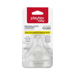 Playtex Baby Naturalatch nipple fast-flow closeup shows steady flow for active feeders.