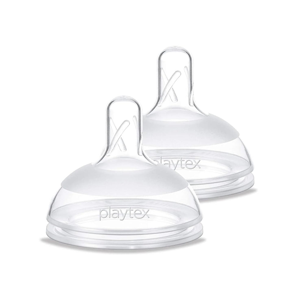 Playtex Baby Naturalatch nipple silicone closeup highlights natural latch compatibility for breastfed babies.