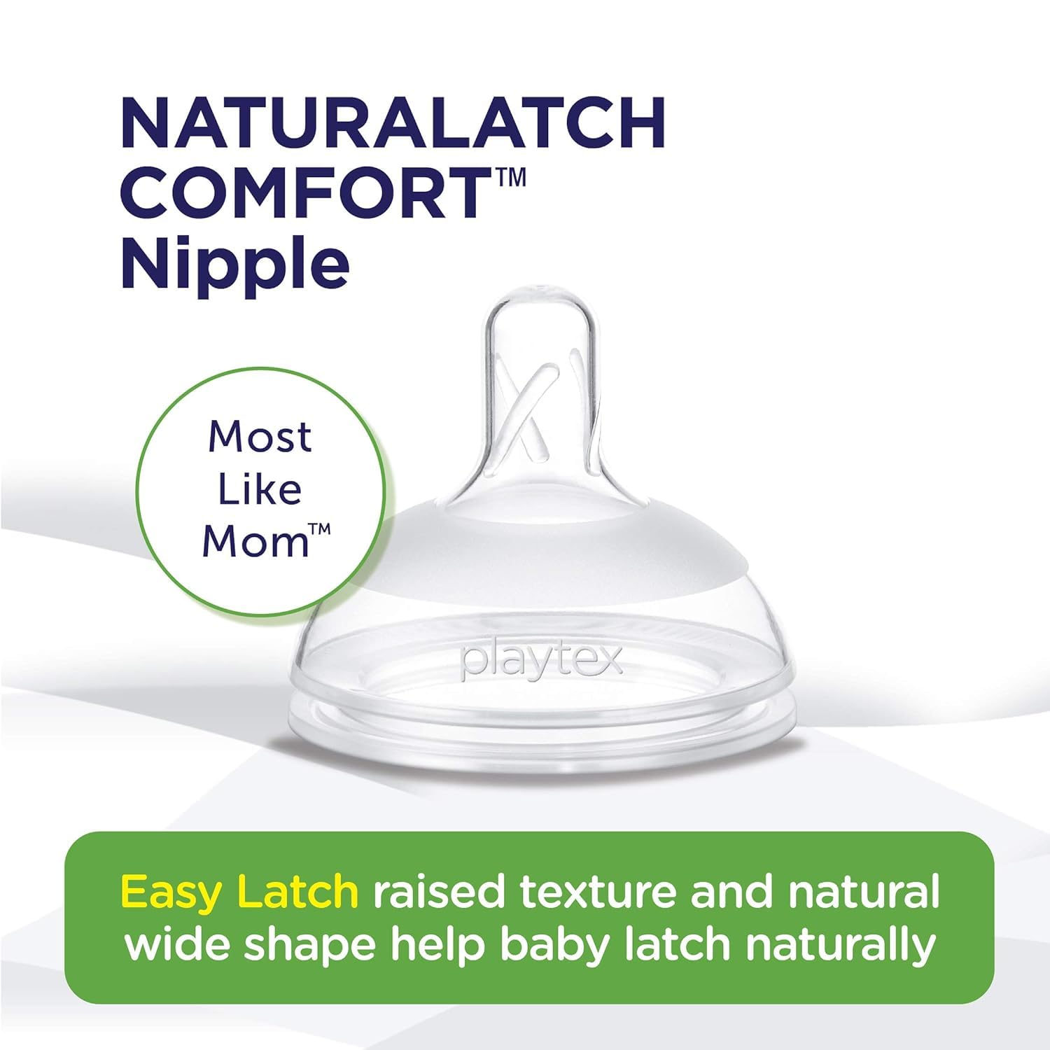 Playtex Baby Naturalatch silicone nipple BPA-free closeup emphasizes safe materials.