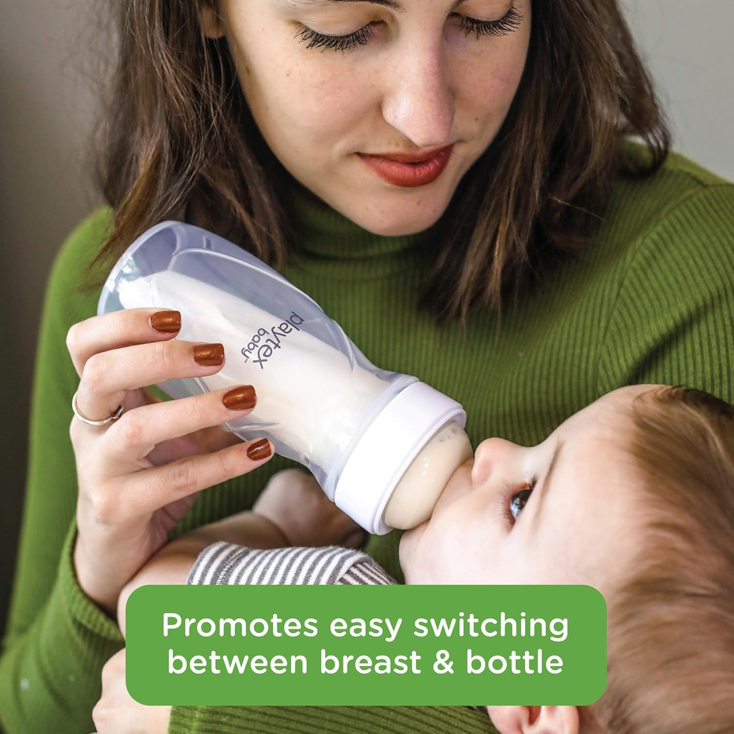 Playtex Nurser with Drop-Ins liners image demonstrates compatibility and easy cleaning.