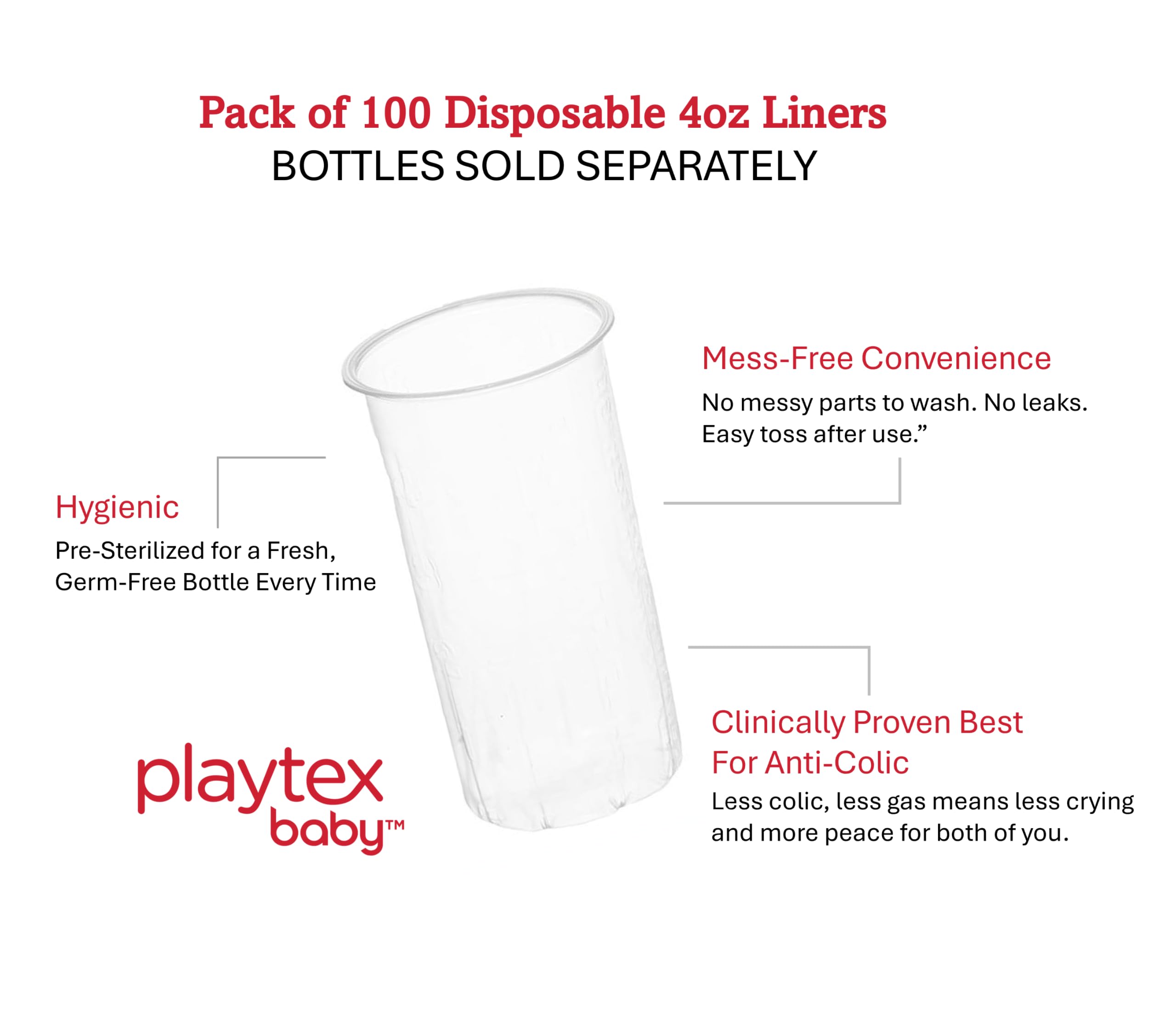 Playtex Baby Nurser pre-sterilized liners shown for clean, safe feeding on the go.