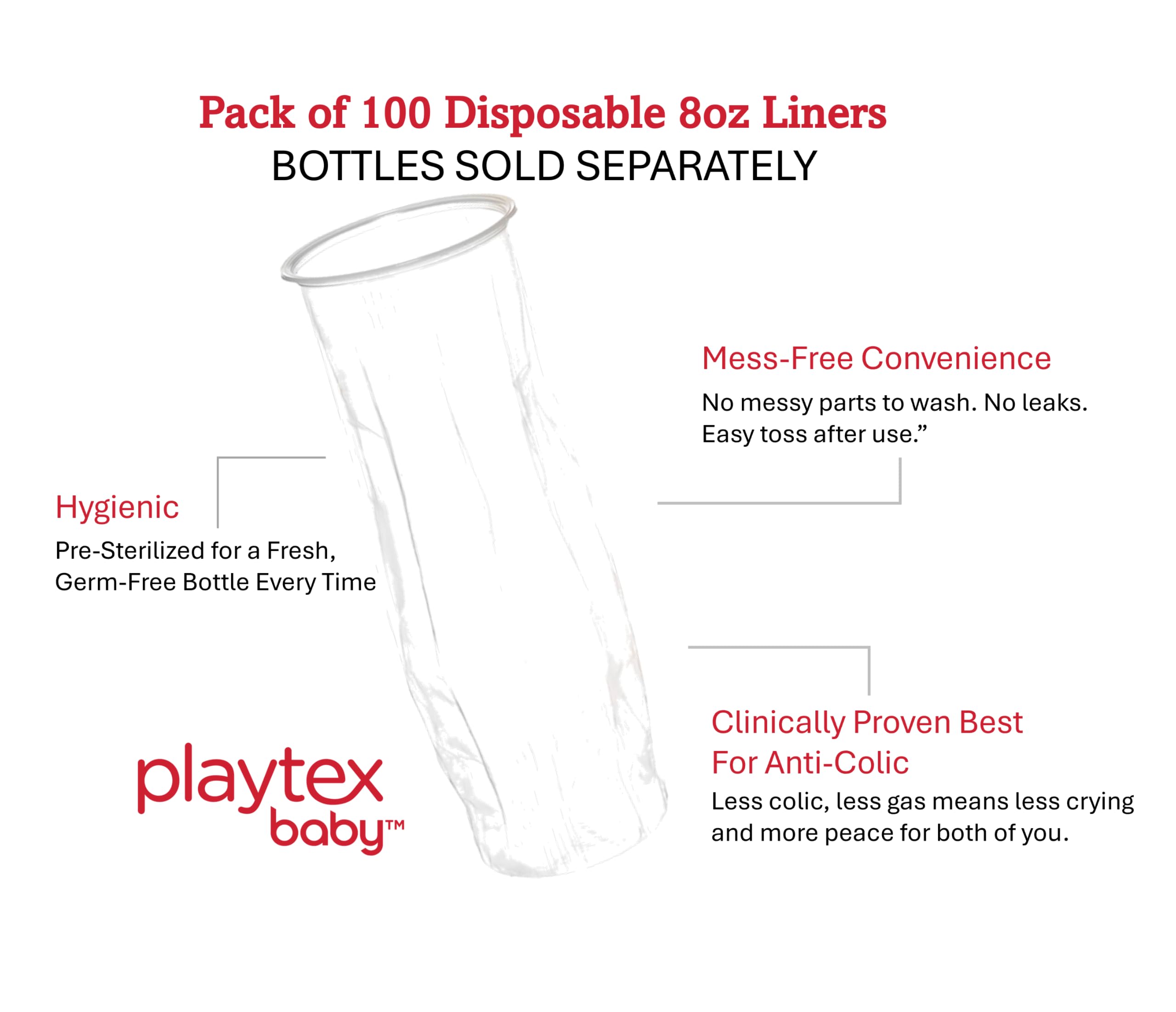 Playtex Baby Nurser pre-sterilized liners keep feeding hygienic on the go.