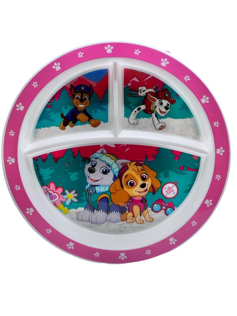 Playtex Baby Paw Patrol plate features rounded sides for easy scooping during meals