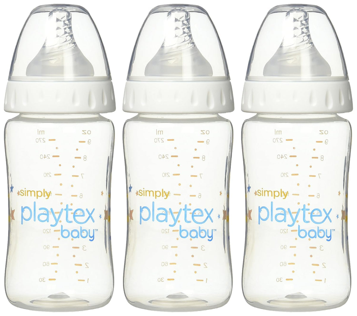 Playtex Baby Simply Complete bottle with ergonomic hold supports comfortable feeding for mom and baby.