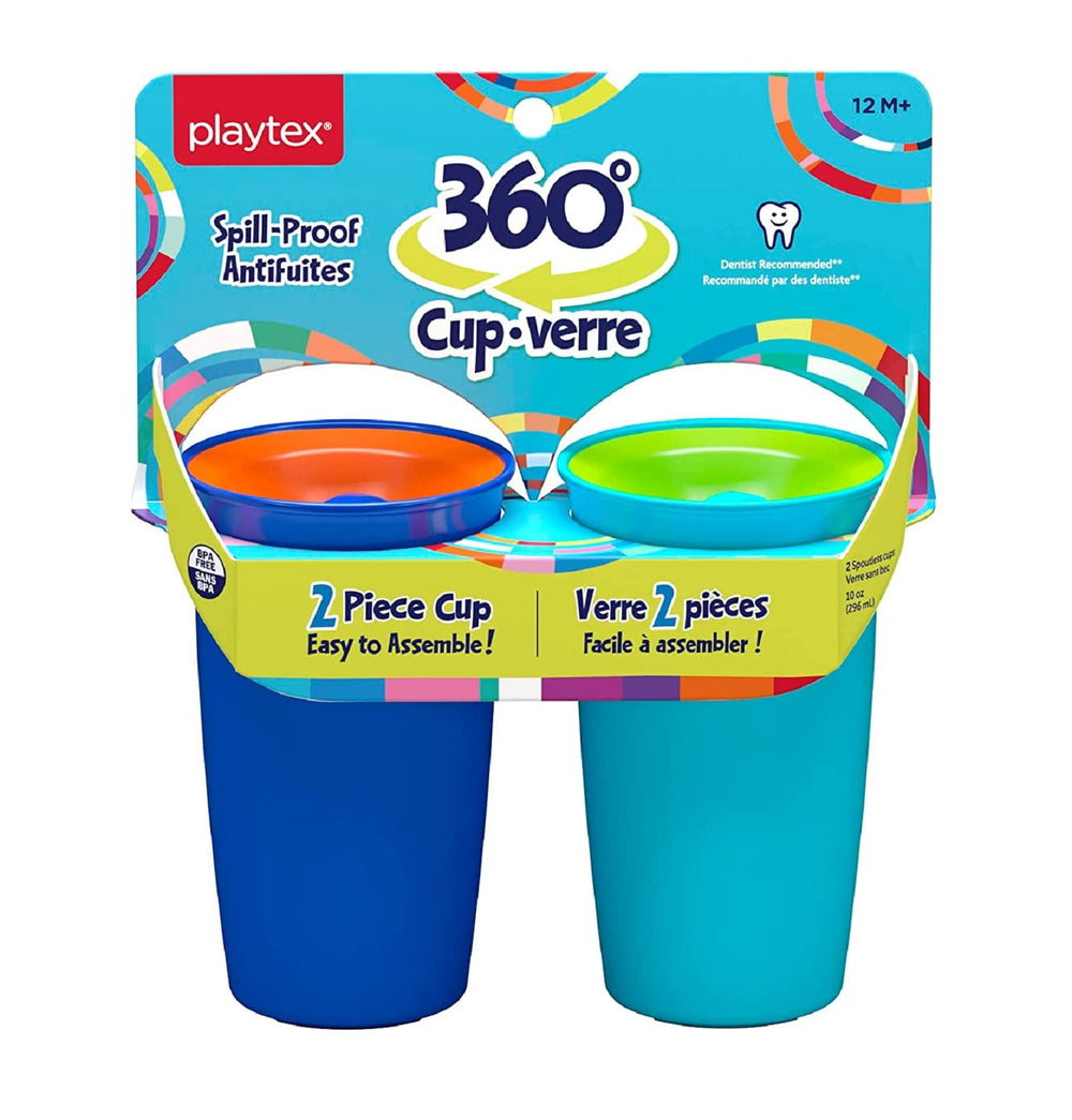 Playtex Baby Sipsters 360 cups in blue-green 10oz two-pack for spill-free toddler hydration