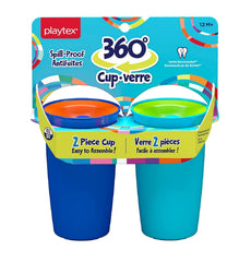 Playtex Baby Sipsters 360 cups in blue-green 10oz two-pack for spill-free toddler hydration