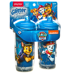 Playtex Baby Sipsters Paw Patrol glitter Chase side view shows ergonomic grip for easy handling