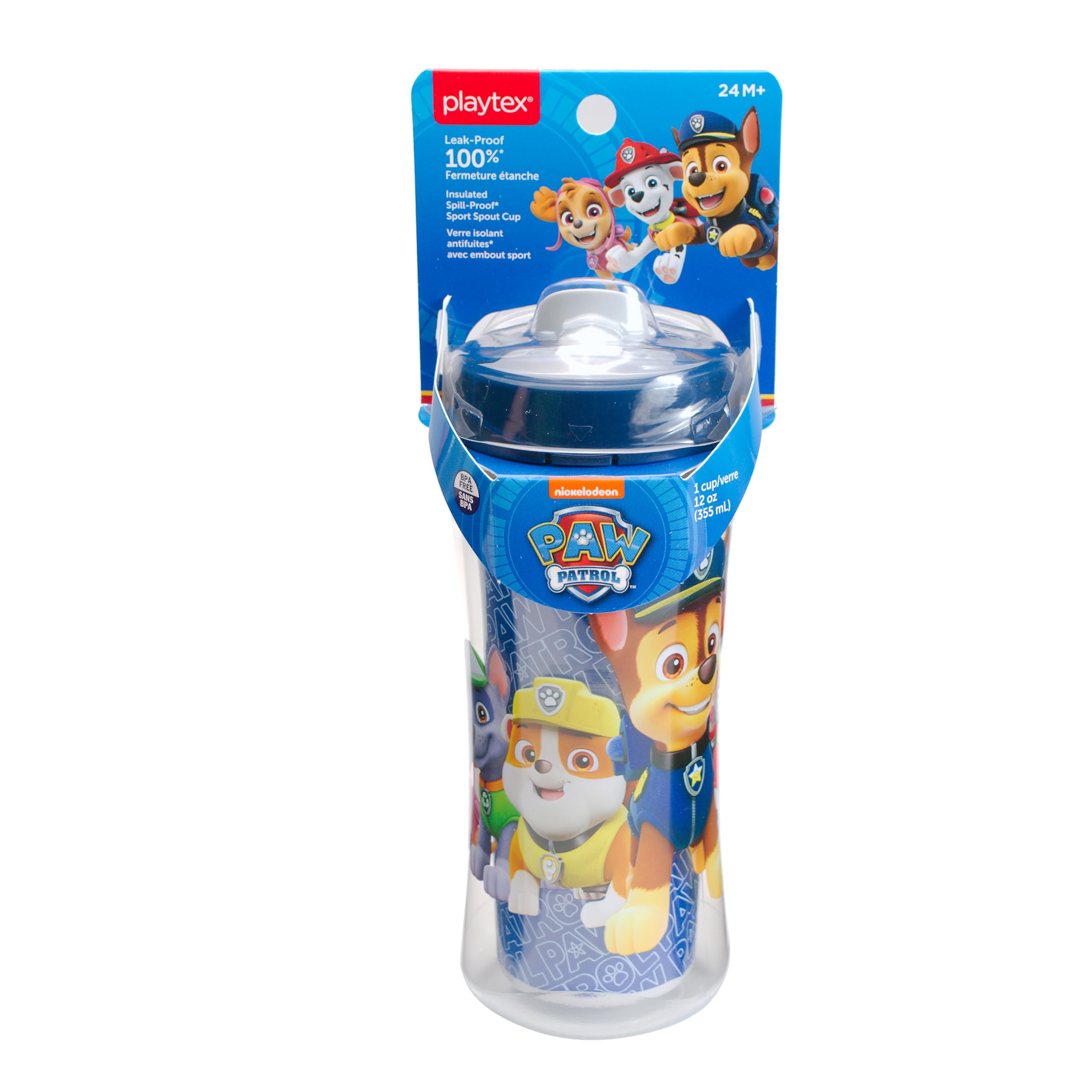 Playtex Baby Sipsters Sport Spout PAW Patrol insulated double-wall design helps drinks stay cool longer.