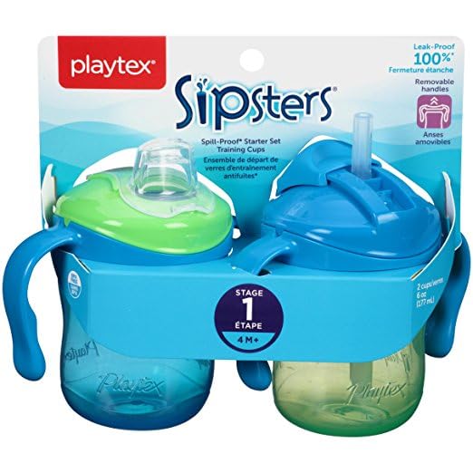 Playtex Baby Sipsters Stage 1 green cup with soft spout for gentle sipping