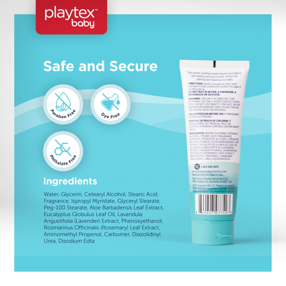 Playtex Baby Vapor Cream dye-free label emphasizes a gentle, baby-safe formula
