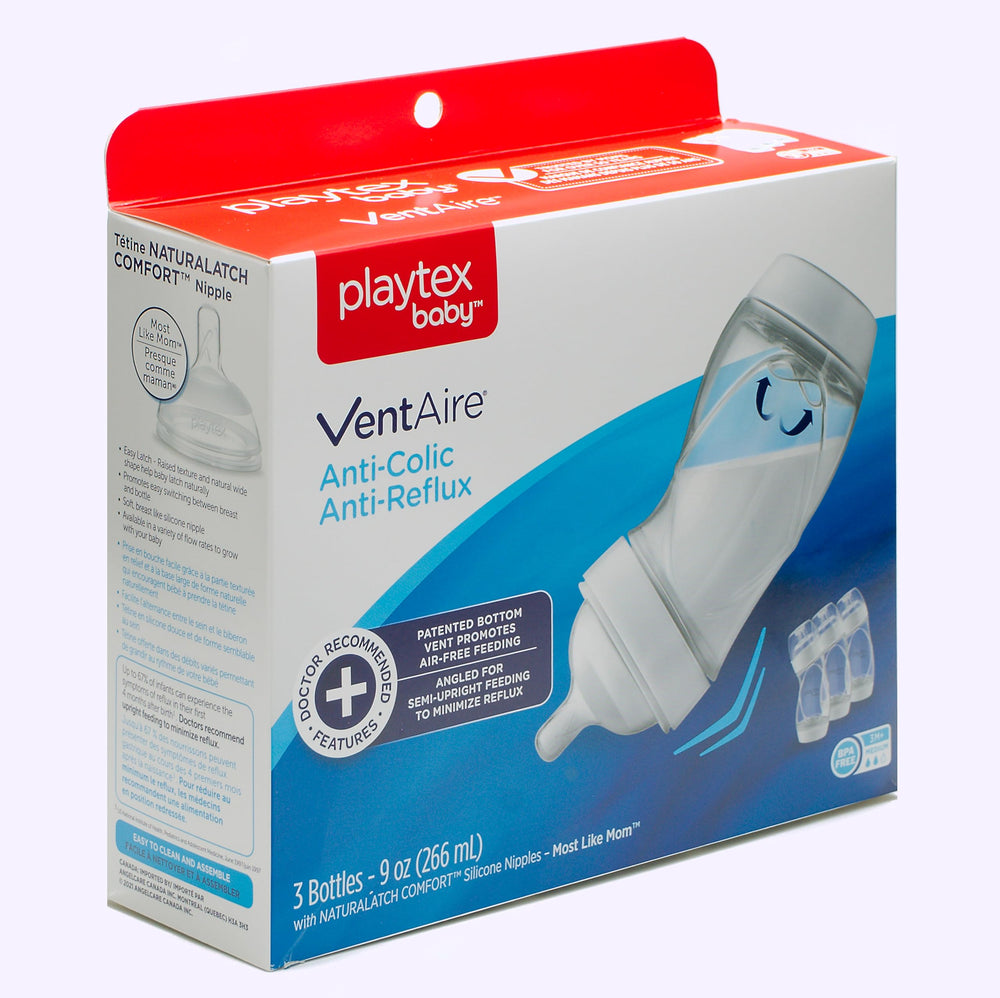 Playtex Baby VentAire bottom vent illustrating air-free feeding feature