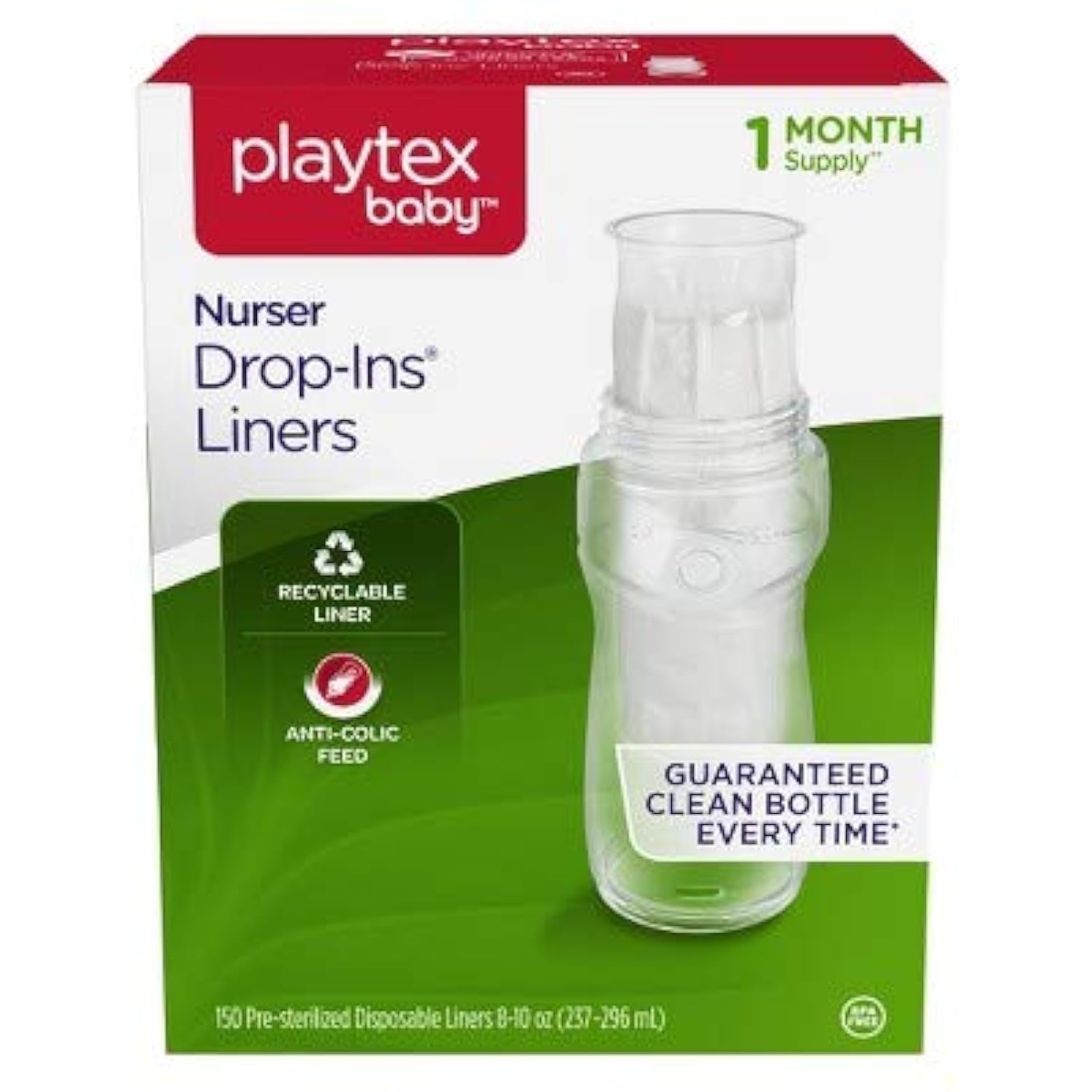 Playtex Nurser Drop-Ins 8oz liners in-use for quick feeding and easy cleanup