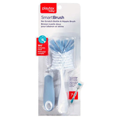 Playtex SmartSpace bottle brush bristles close-up, gentle on bottles for safe cleaning.