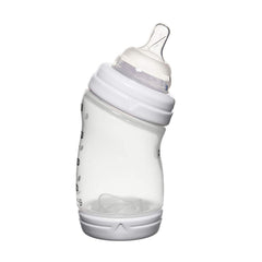 Playtex VentAire bottle shows angled design for semi-upright feeding.