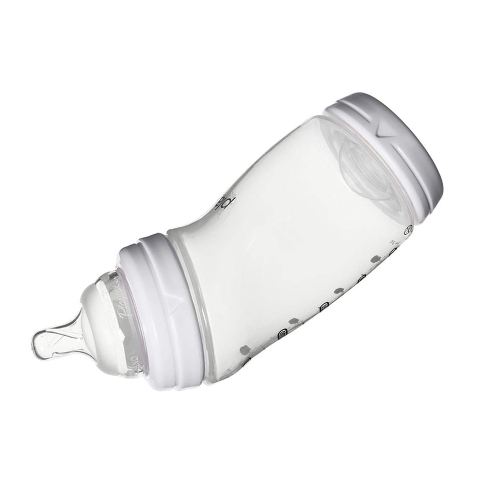 Playtex VentAire angled bottle in profile promoting semi-upright feeding position