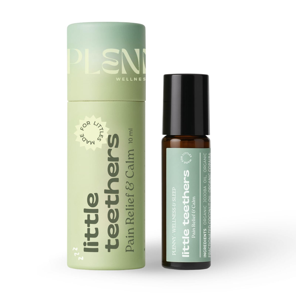 PLENNY teething relief roller applied to baby's cheek for gentle comfort
