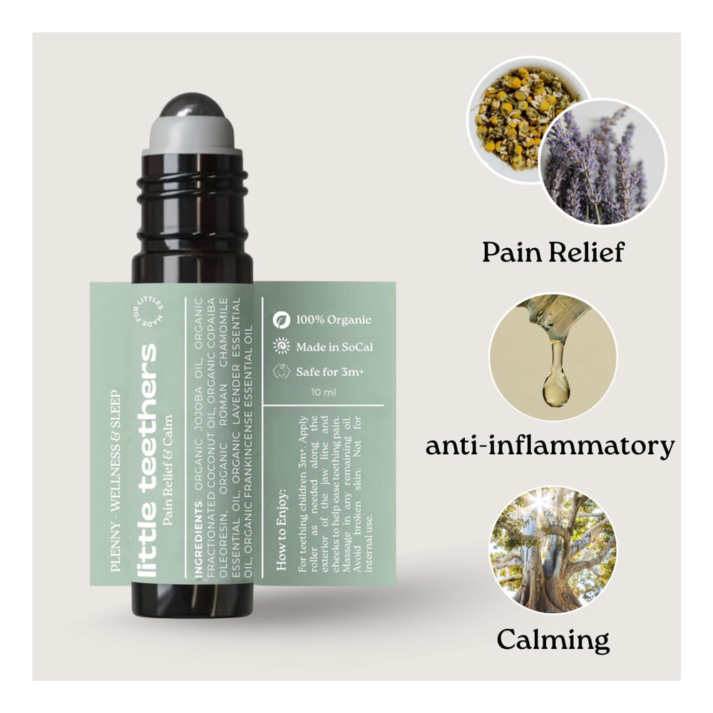 PLENNY teething relief roller featuring jojoba oil for soothing skin