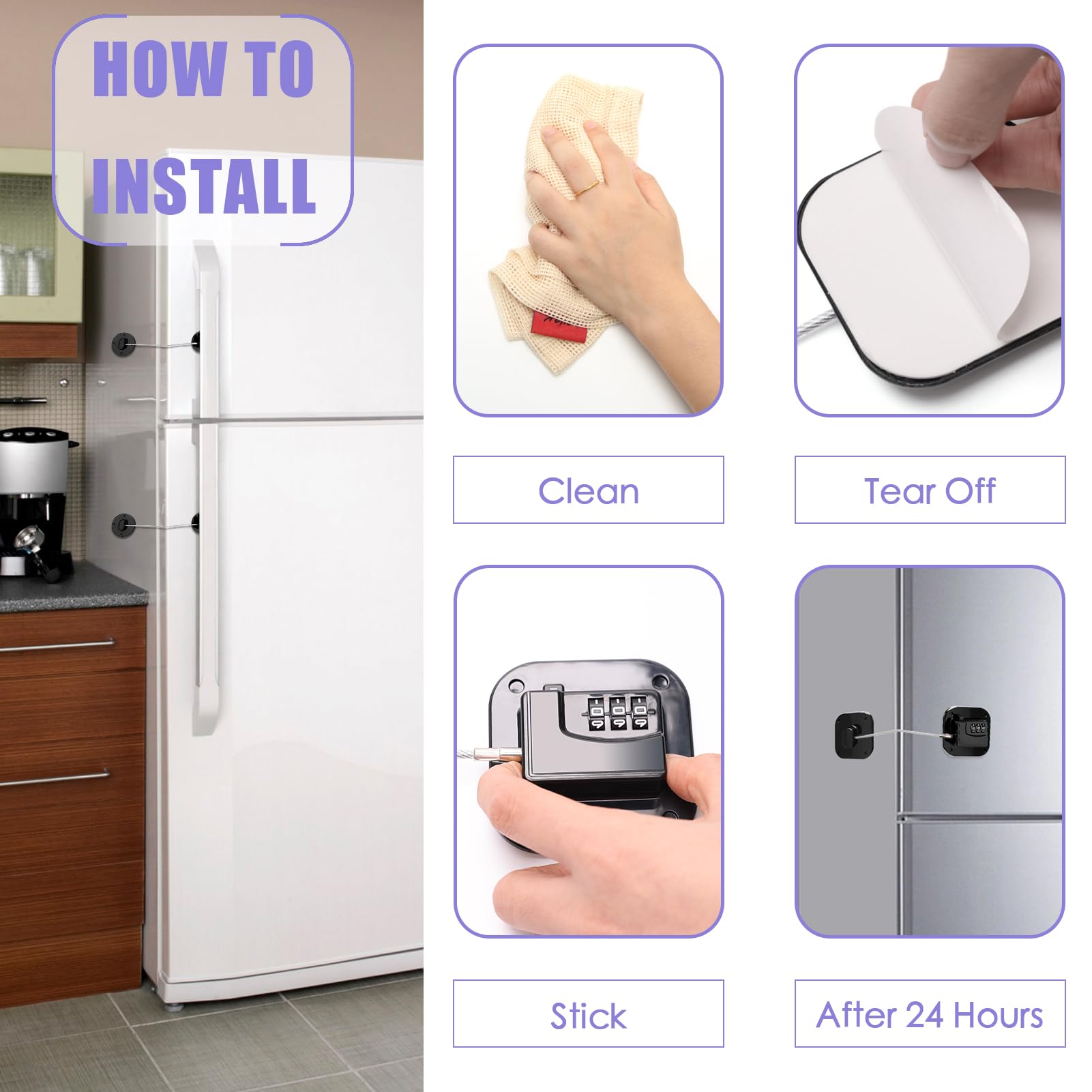 Pletpet fridge lock ABS plastic material highlights durable construction.