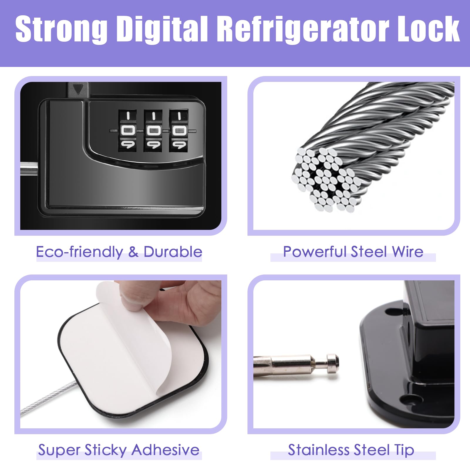 Pletpet fridge lock black square front shows compact design for kitchen safety.