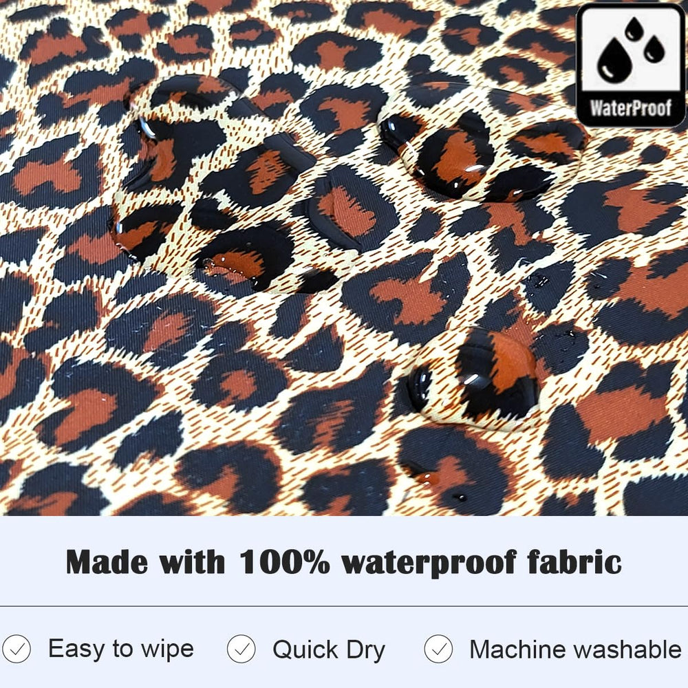 Plie brown leopard travel-friendly folded bib ready for diaper bag