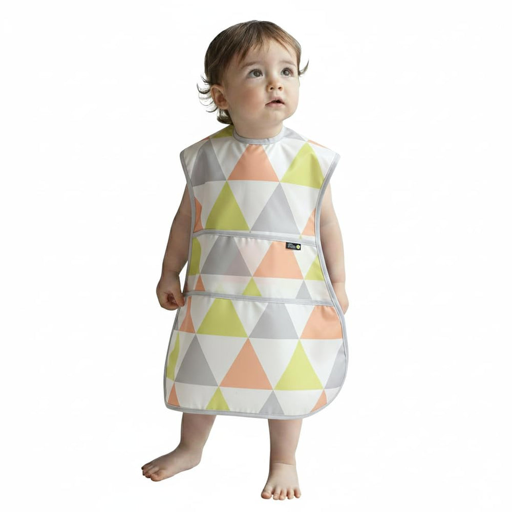 Plie full-coverage bib front view provides full protection during meals.
