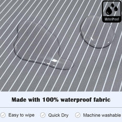 Plie full-coverage bib gray stripe wipe-clean fabric enables quick cleanup after meals