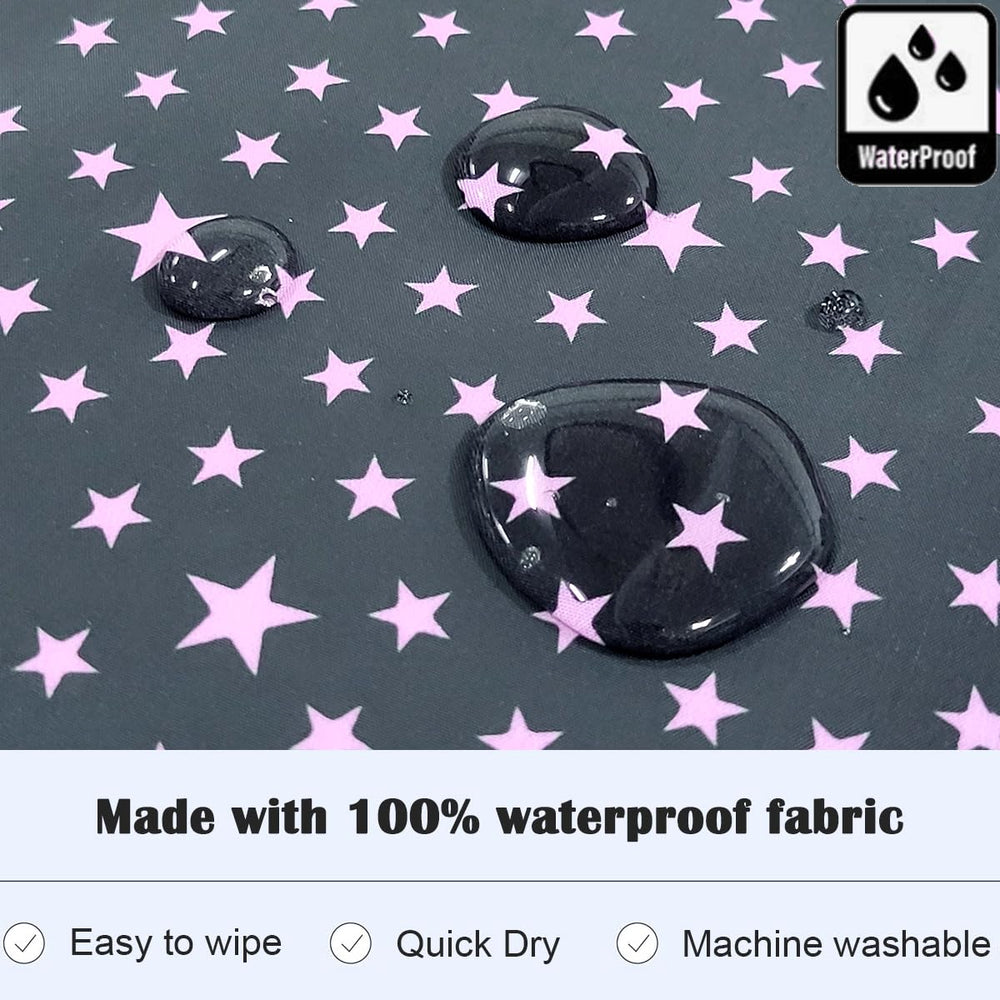 Plie full coverage bib waterproof material close-up highlights wipe-clean surface for mess-free cleanup
