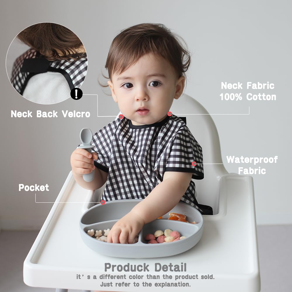 Plie lightweight bib gray dot for easy wear during meals and activities