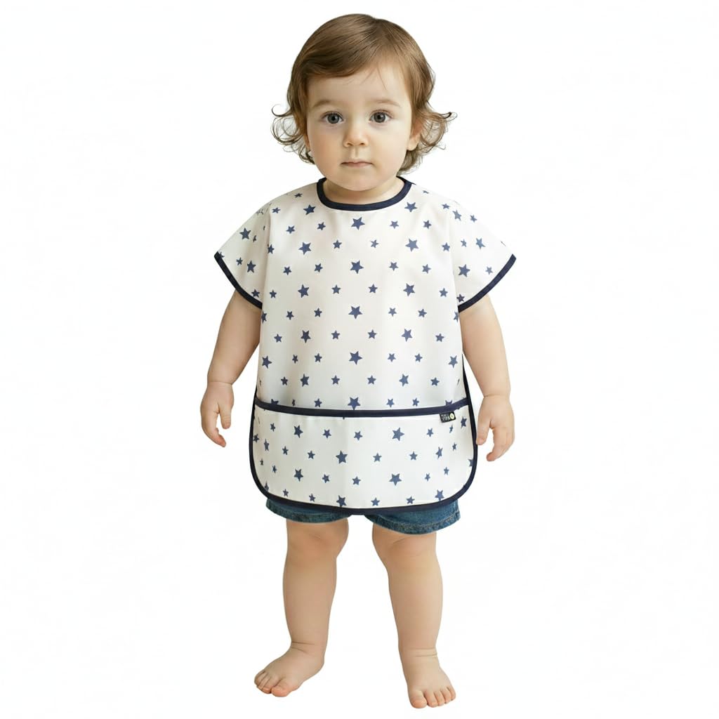 Plie toddler bib front view with broad meal coverage for mess-prone eating