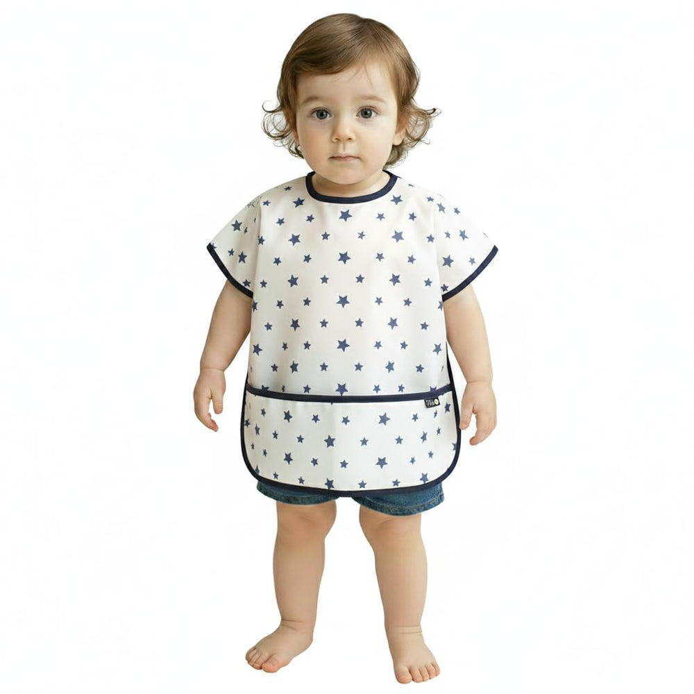 Plie toddler bib front view with broad meal coverage for mess-prone eating