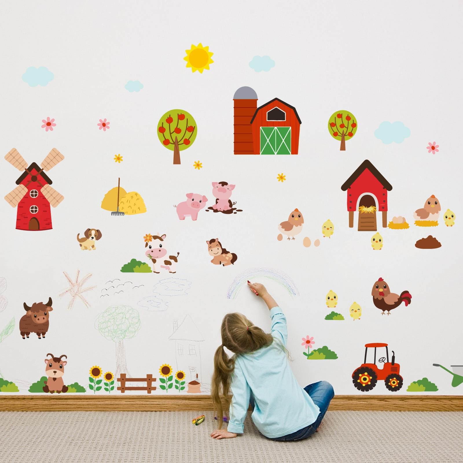 PLIGREAT DIY wall decals pieces allowing flexible arrangement in playroom or nursery.