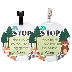 PLIGREAT 2-pack please don't touch baby sign with hanging strap—clear safety reminder for strollers