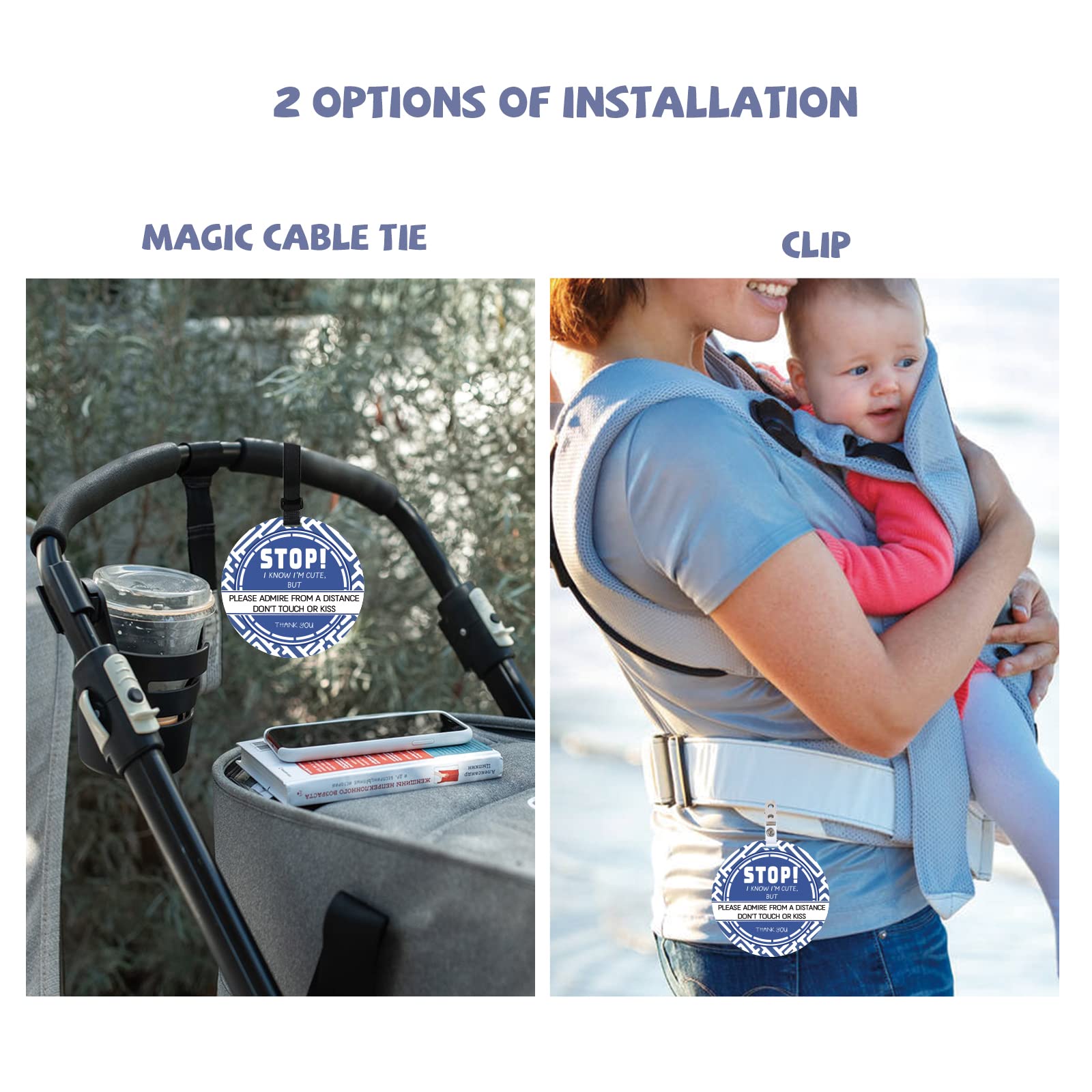 PLIGREAT waterproof sign stands up to daily use on strollers and car seats.