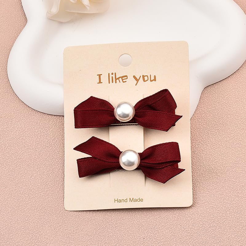Pliwcas red satin hair bow clip versatile for daily wear