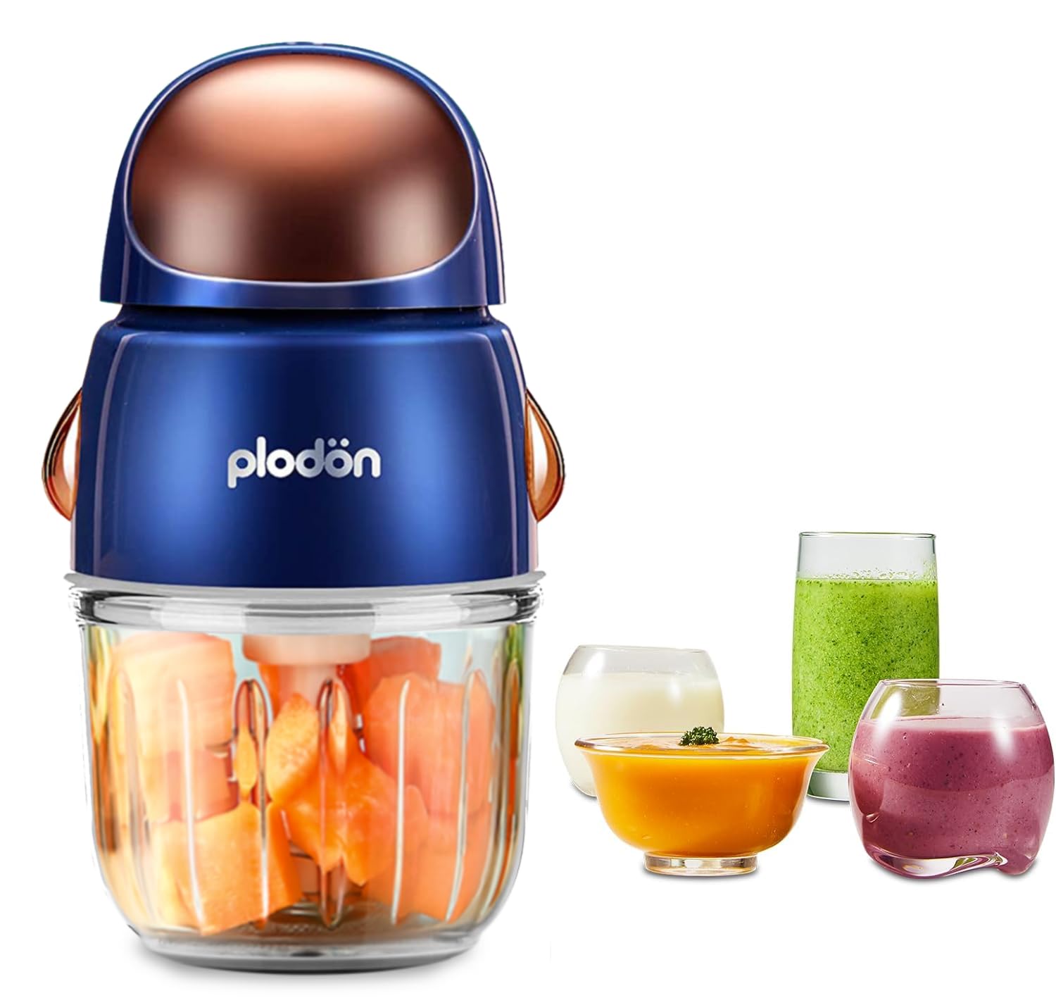 Plodon baby food maker spaceman-blue front view shows compact design for small-batch meals