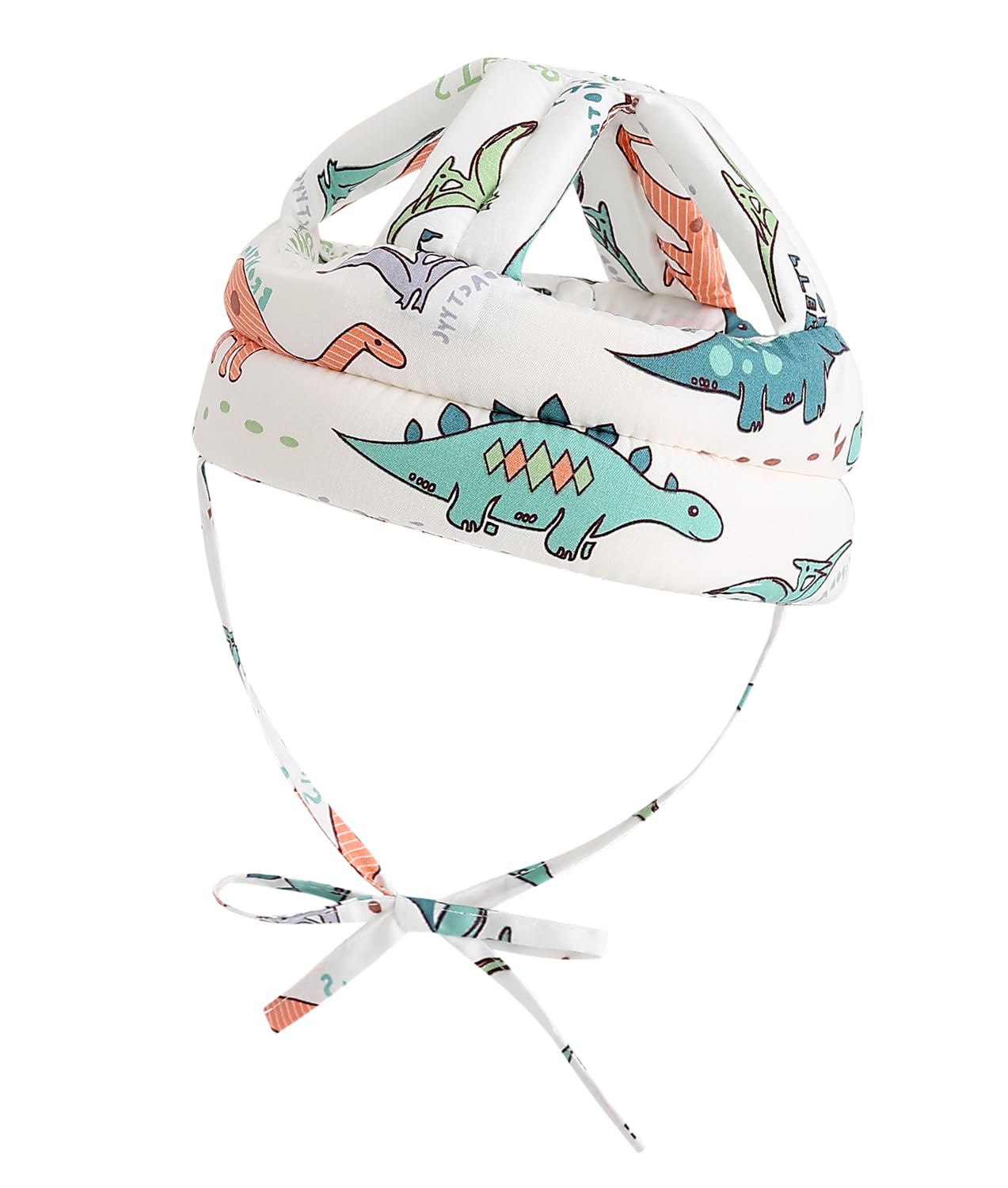 PLOVZ baby helmet white astronaut closeup with soft cotton for comfort.