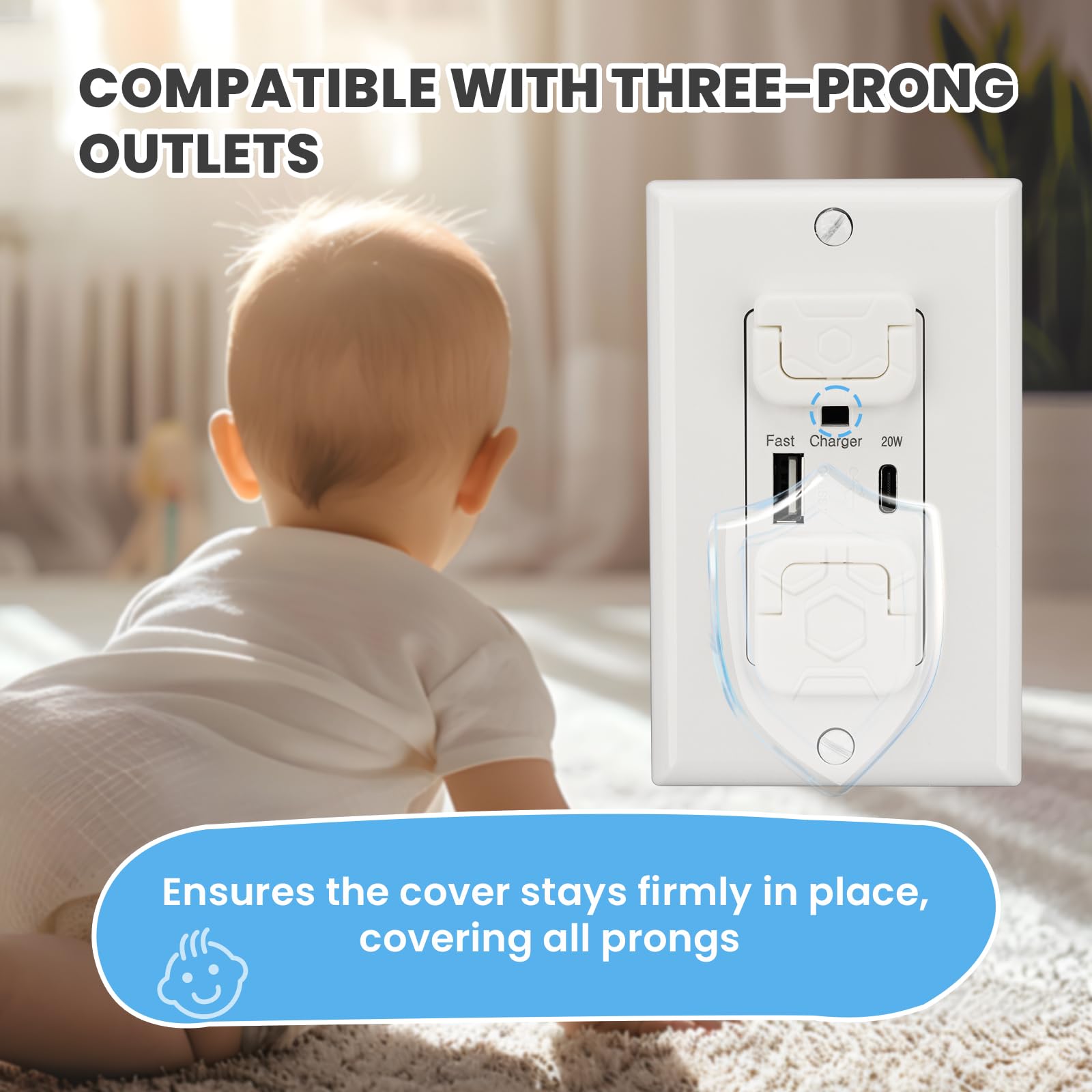 PLUGTUL 1.2-inch wide covers fit duplex outlets without blocking neighbors